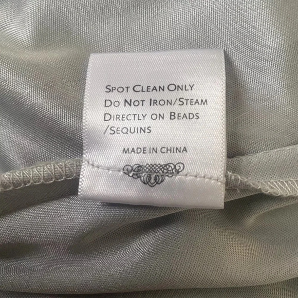 Sue Wong Platinum Beaded Long Formal Dress Gown Womens Size 4 - Picture 9 of 10